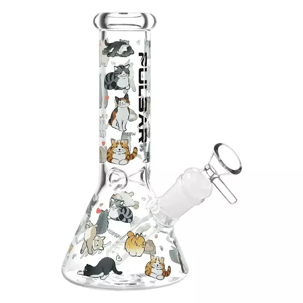 Pulsar Kitten Beaker Glass Bong 14mm Ice Catcher