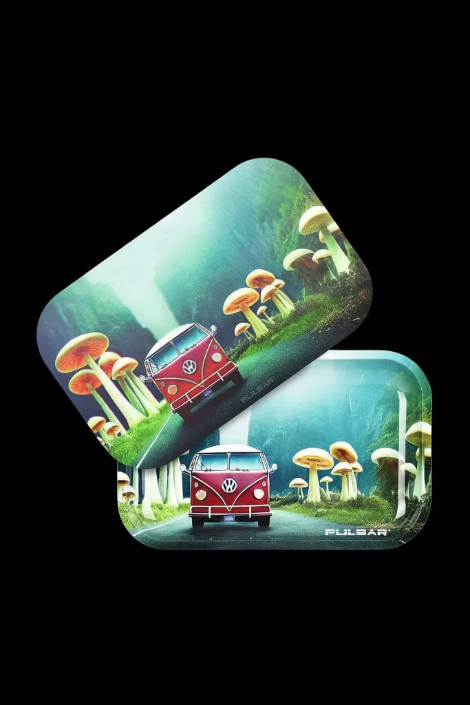 Pulsar Metal Rolling Tray w/ 3D Lid– Camper Van Shroom Trip