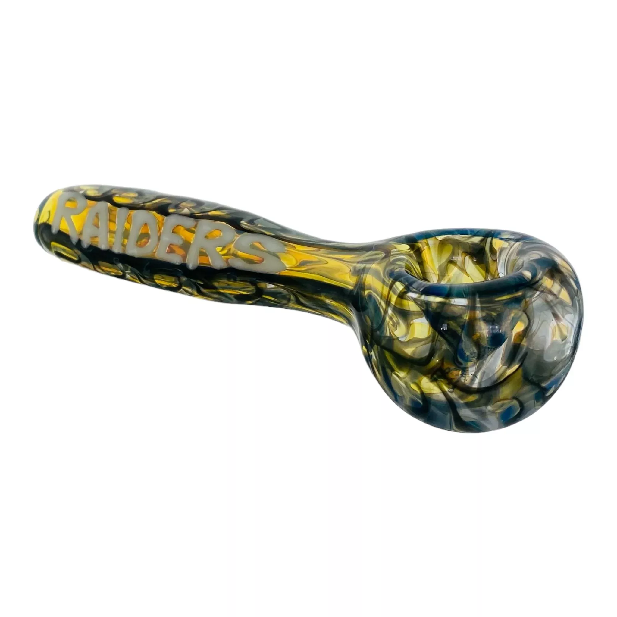 Raiders Glass Hand Pipe With Black Wrap And Rake