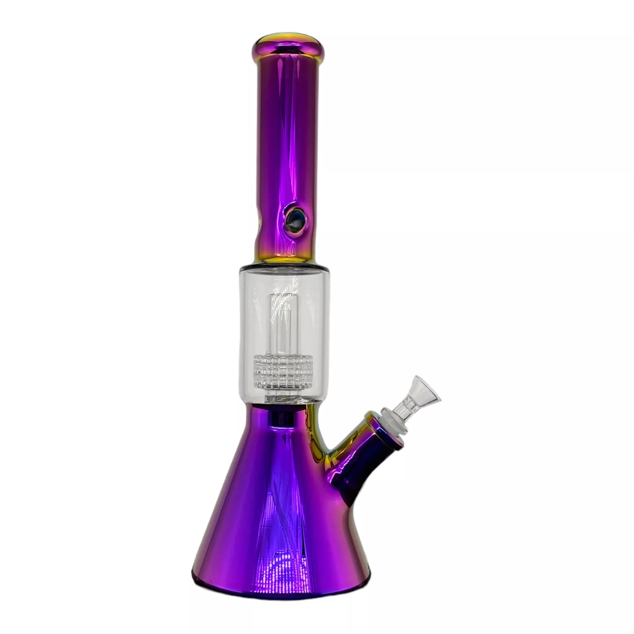 Rainbow Glass Bong With Multi Slit Disc Perc 14 Inch