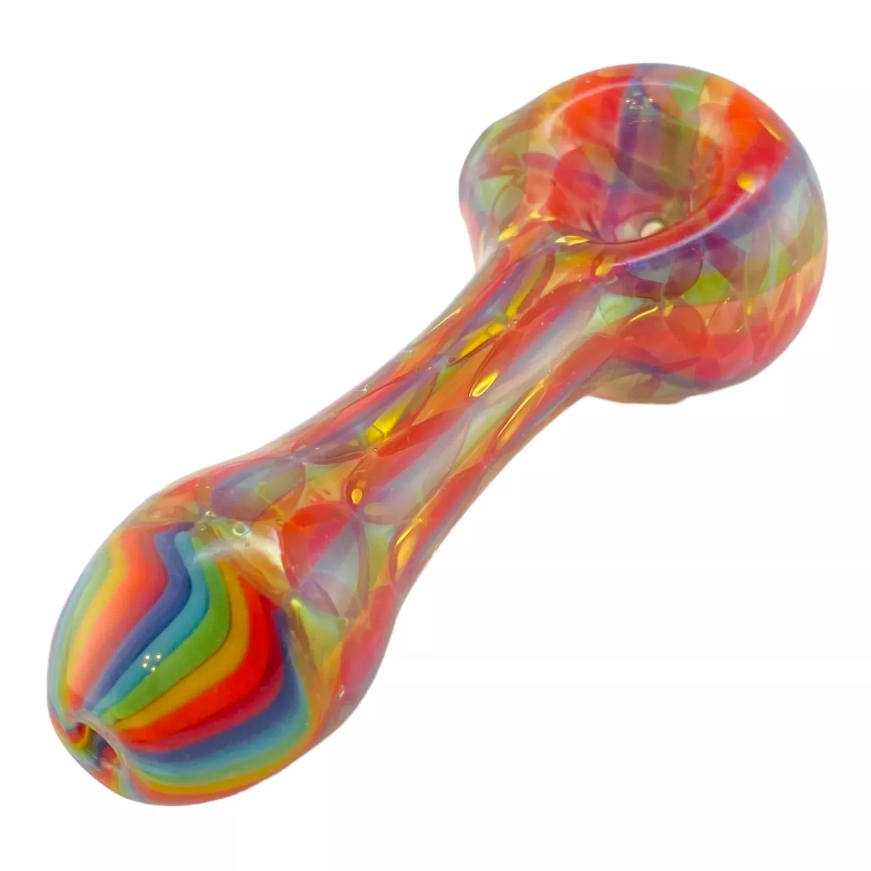 Rainbow With Gold Fuming Glass Hand Pipe