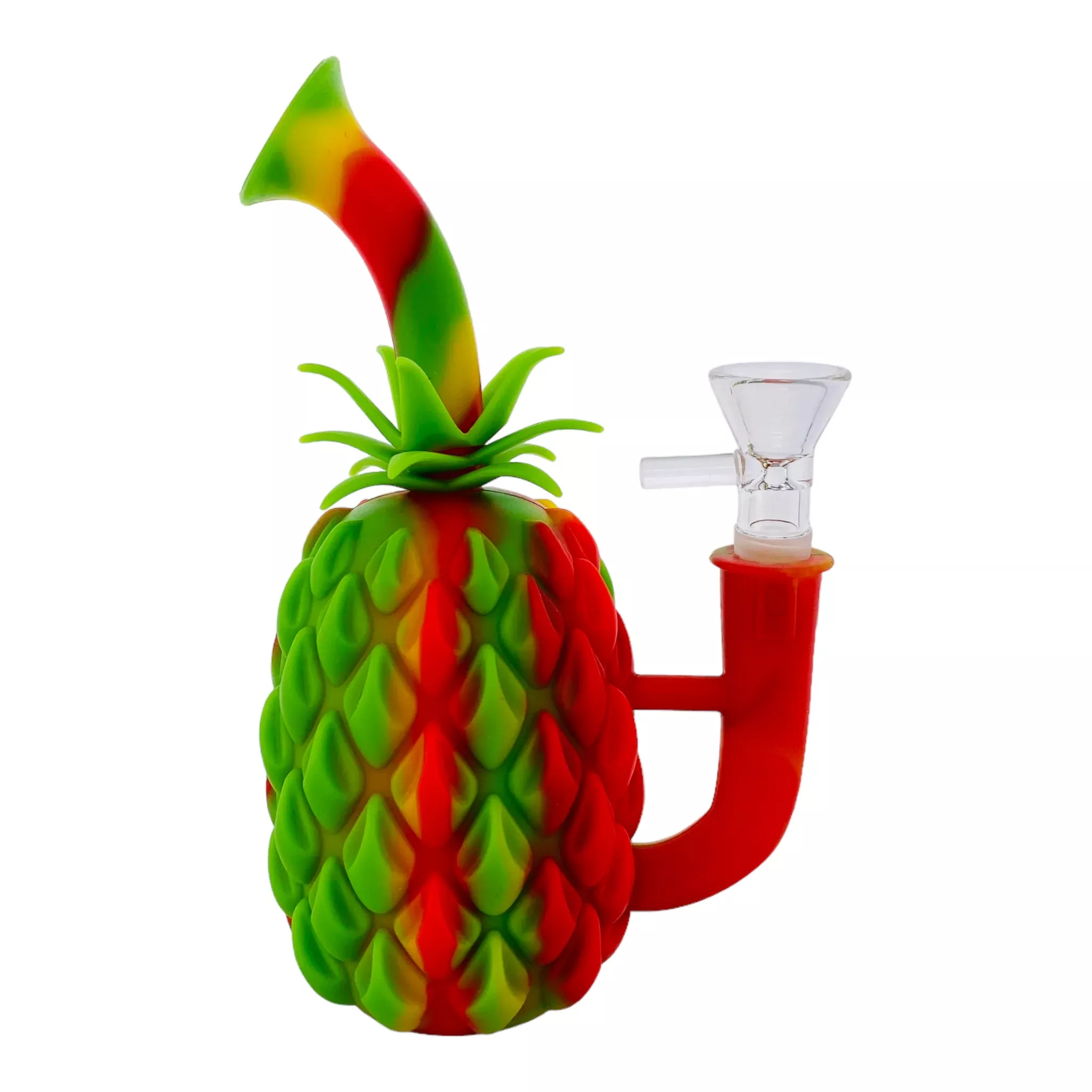 Rasta Pineapple Express Silicone Bubbler Bong With Magnetic Tool Holder