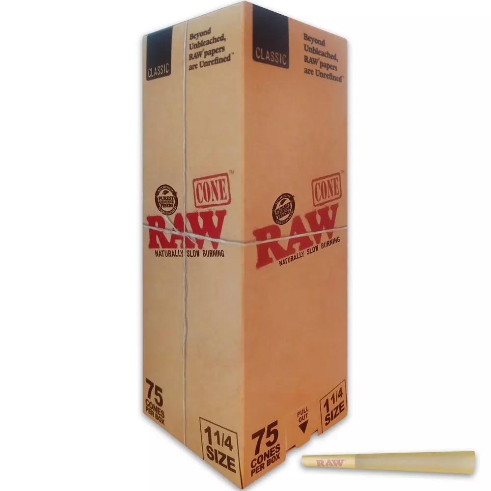 RAW 1 1/4 Cones - 75 Count Box