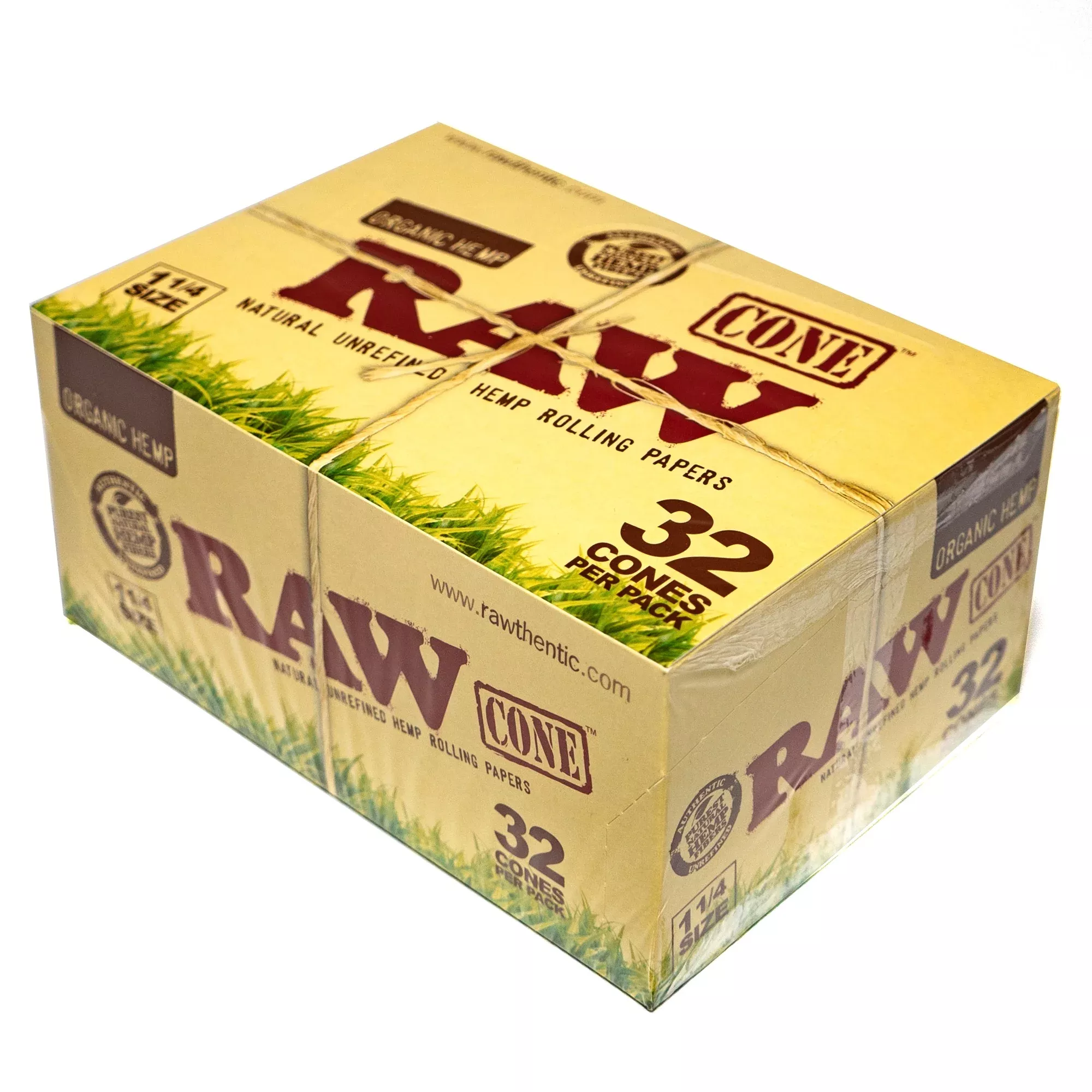 RAW - 1.25 Organic Hemp - 32 Cones - 12 Pack Box