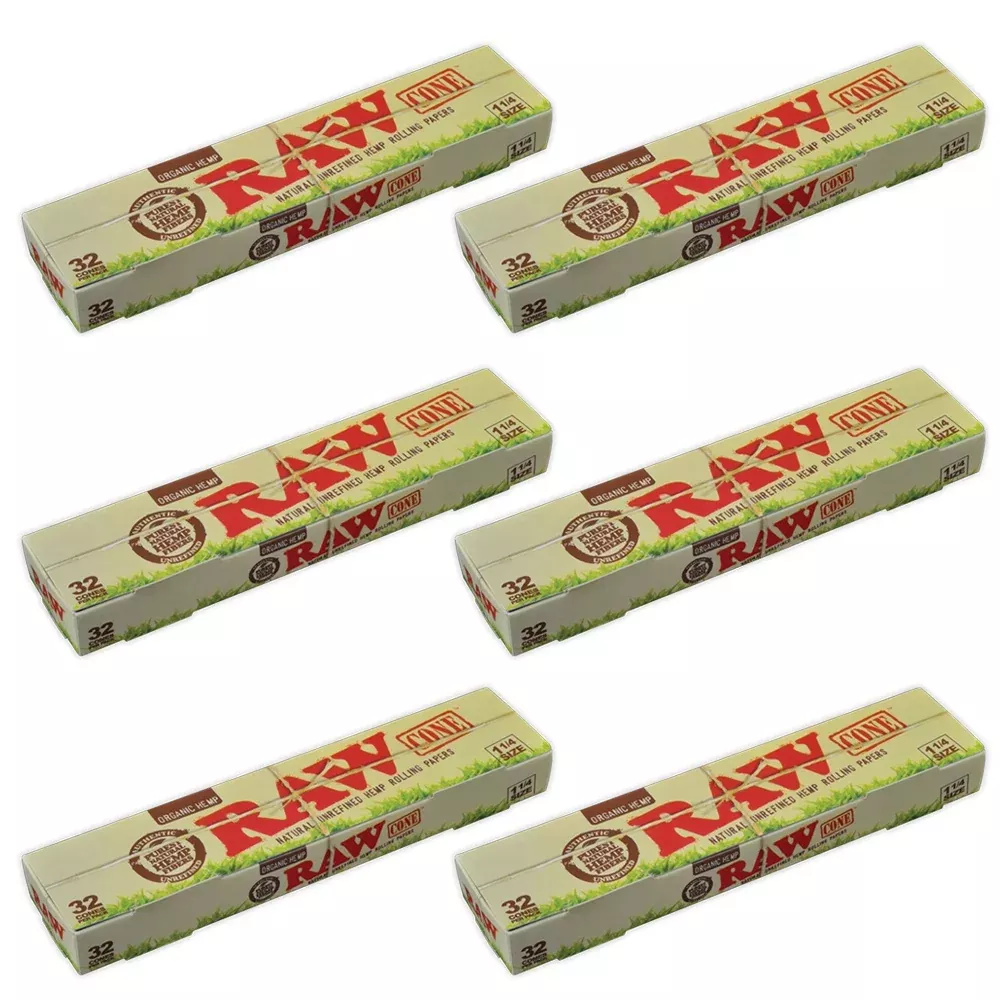RAW - 1.25 Organic Hemp - 32 Cones - 6 Packs
