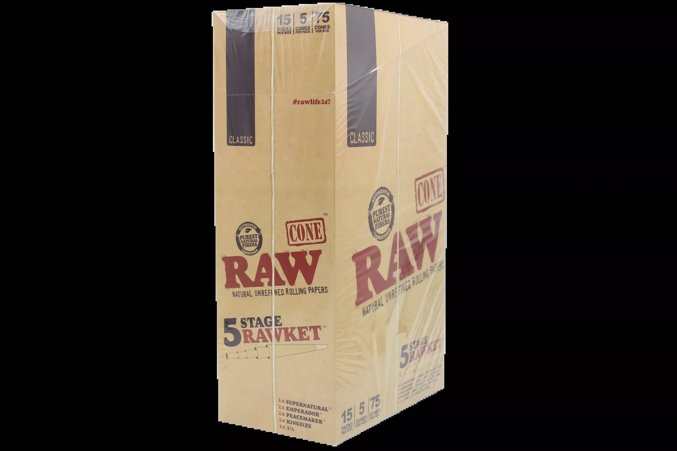 RAW 5-Stage RAWket Pre-Rolled Cones – 15ct Display Box