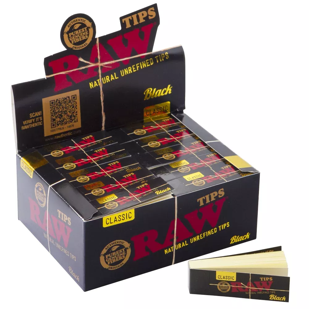 RAW Authentic Black Filter Tips (50-Count Display Box)