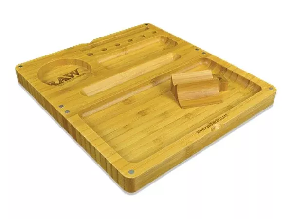 RAW Backflip Wooden Rolling Tray | Magnetic Design | Portable Rolling Surface