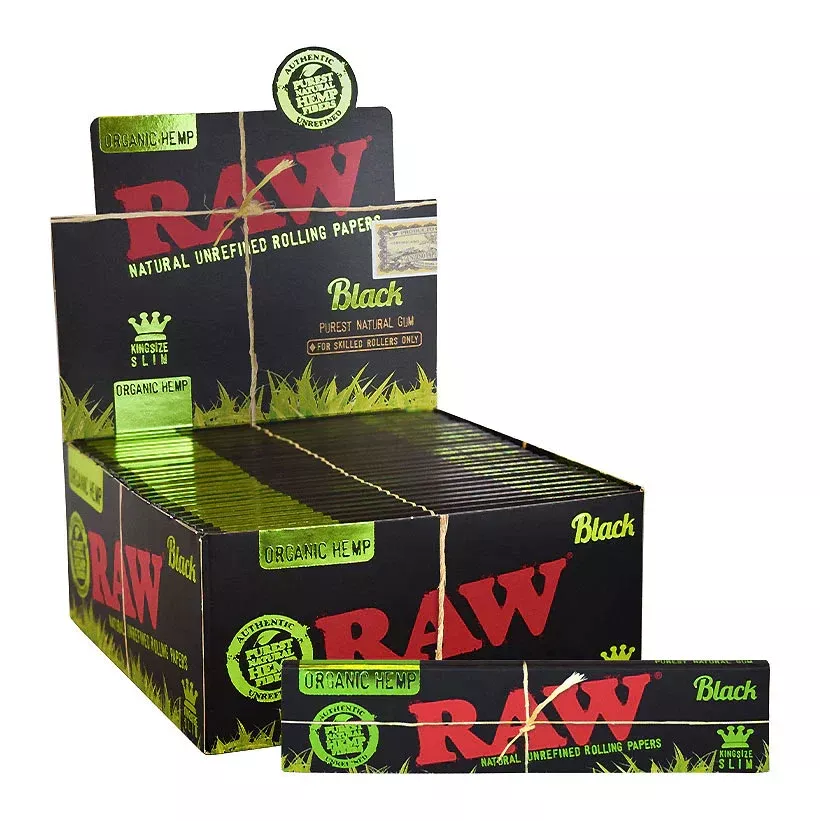 RAW Black Organic Hemp King Size Slim – 50 Count Display