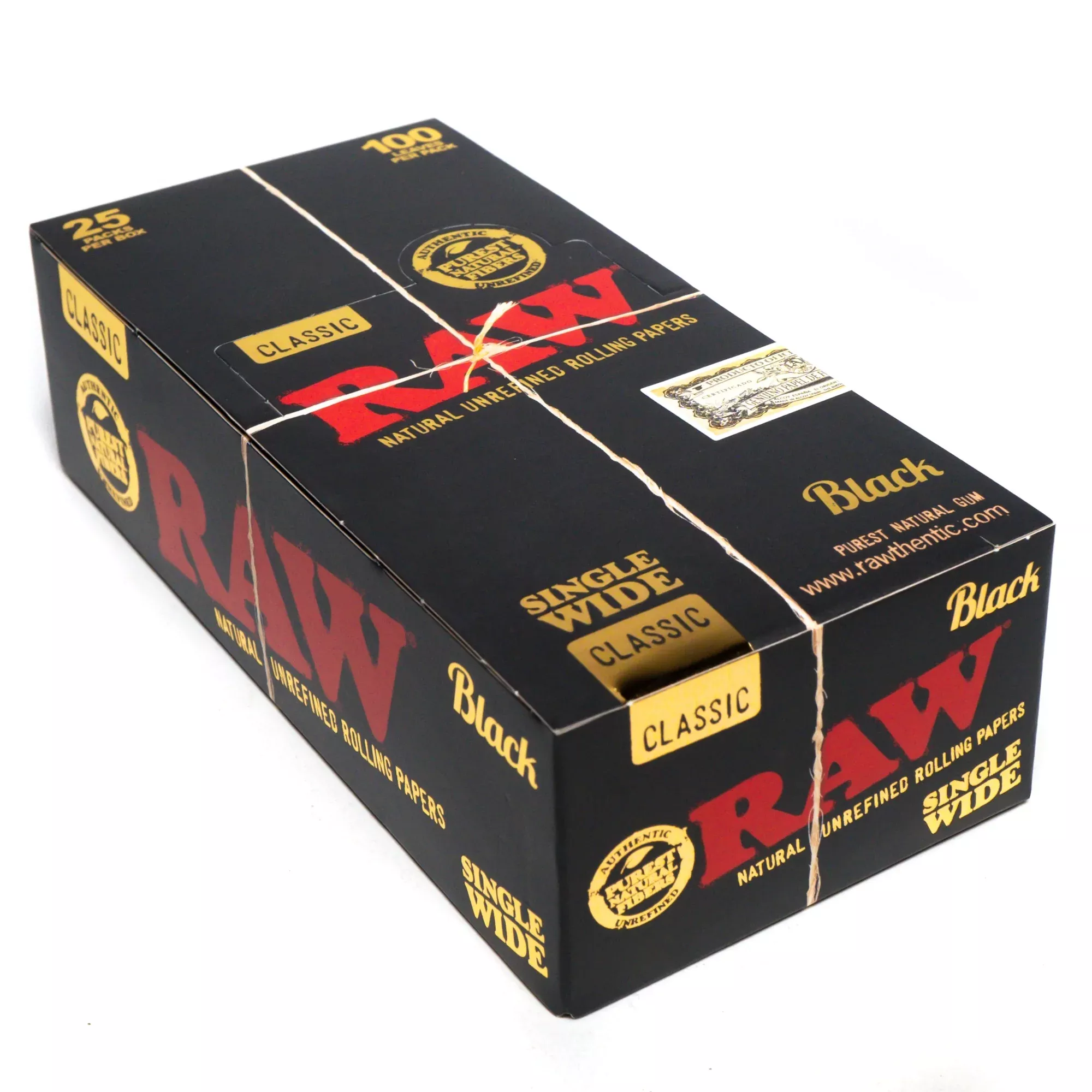 RAW - Black - Single Wide - 25 Pack Box