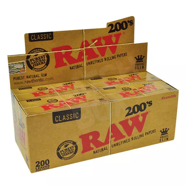 RAW Classic 200s King Size Slim Papers – 200 Count Flat Pack