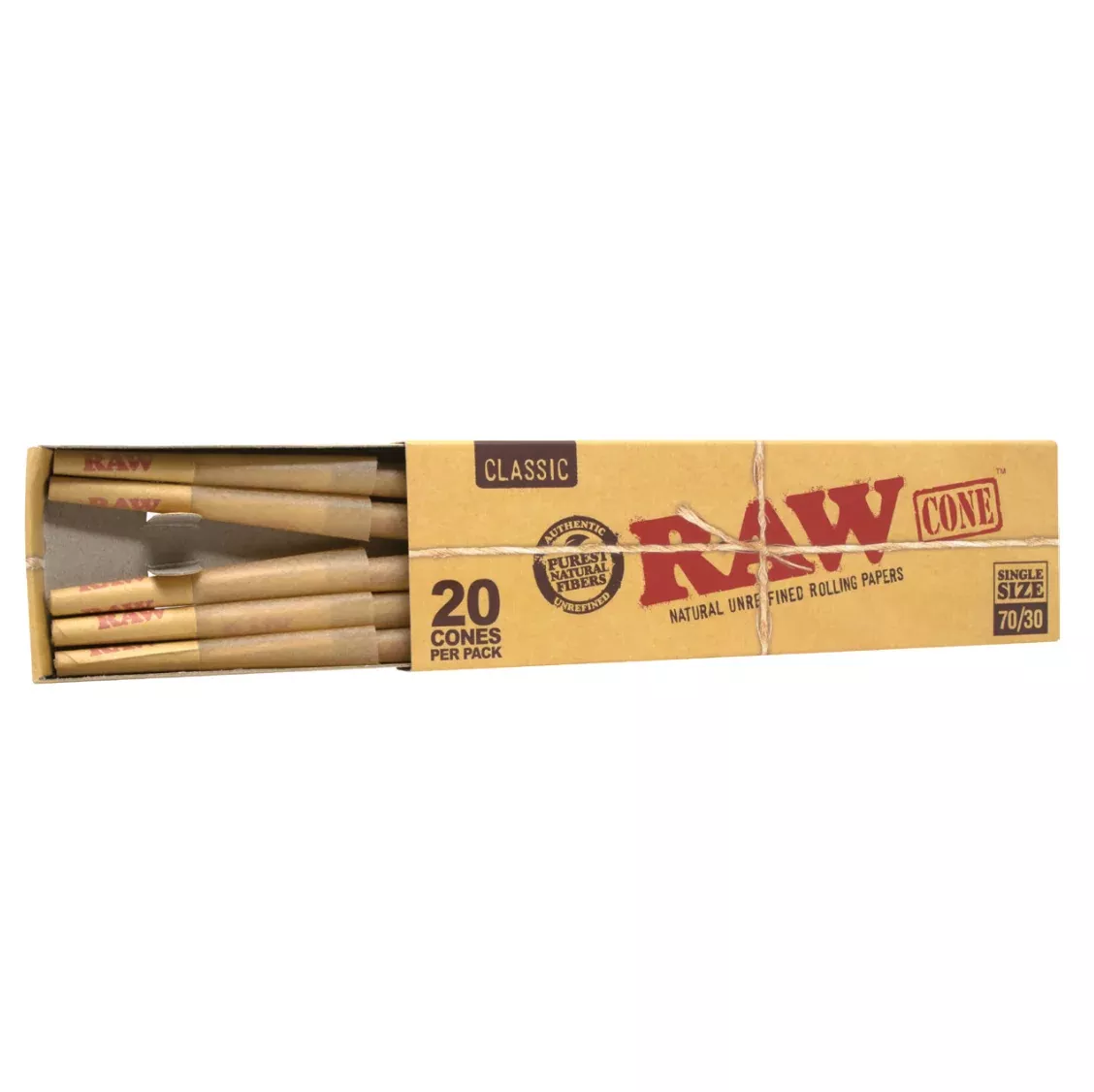 Raw Classic 70/30 Pre-Rolled Cones - 20 Pack