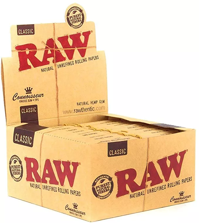RAW Classic Connoisseur King Size Slim Papers & Tips – 24 Pack Box