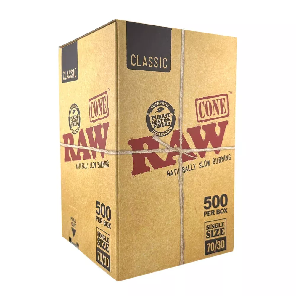 RAW Classic Dogwalker 70/30 Cones – 500 Count Bulk Box