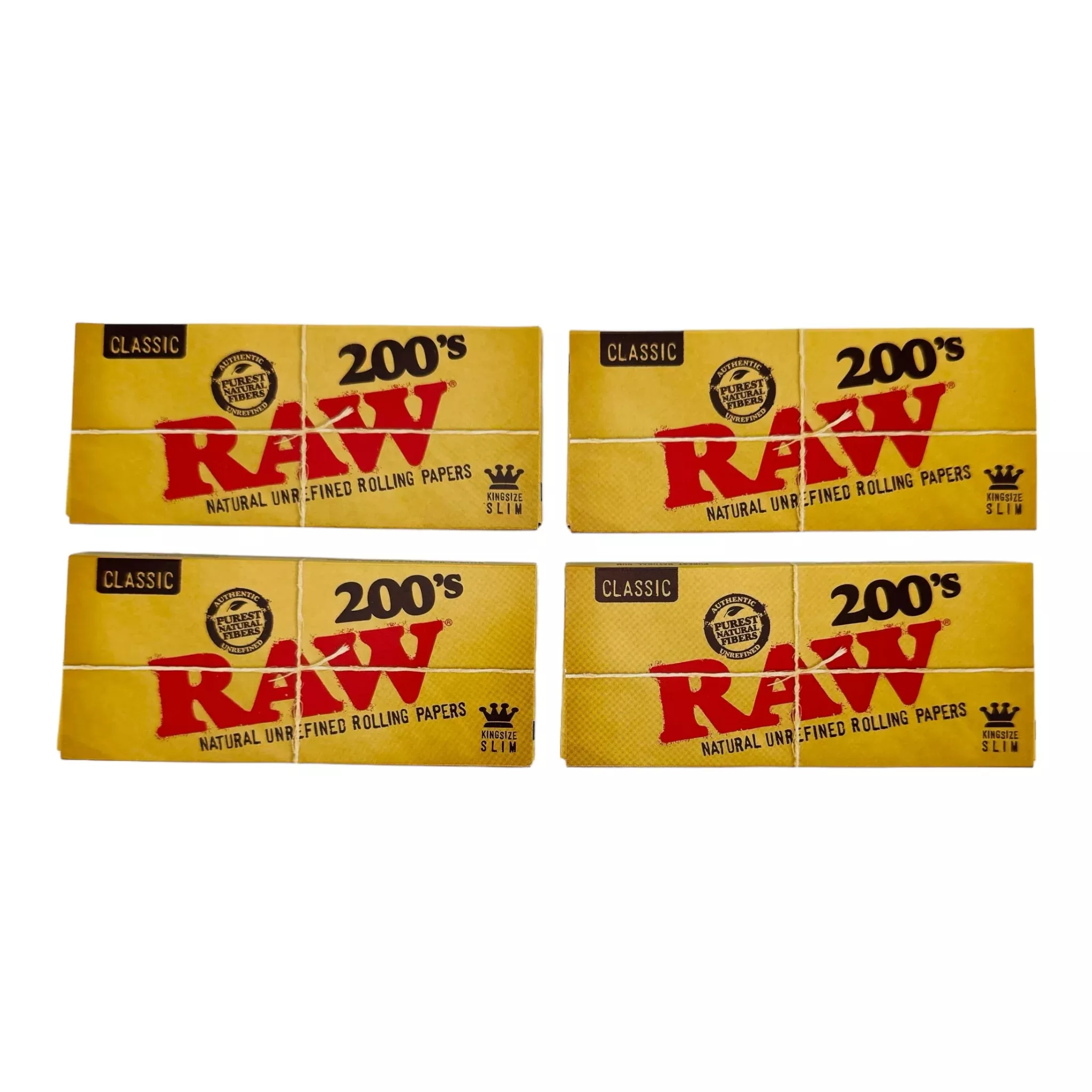 RAW - Classic Hemp King Size Slim 200's Rolling Papers - 4 Packs