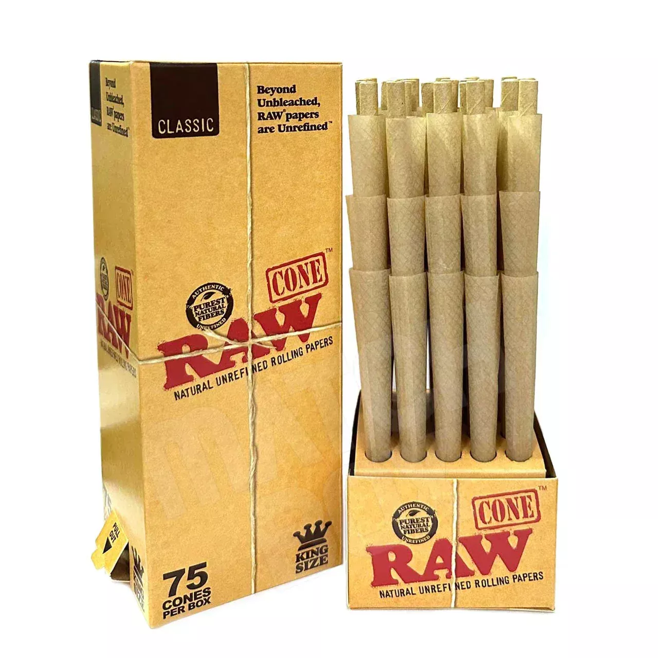 RAW Classic King Size Cones – 75-Count Bulk Box