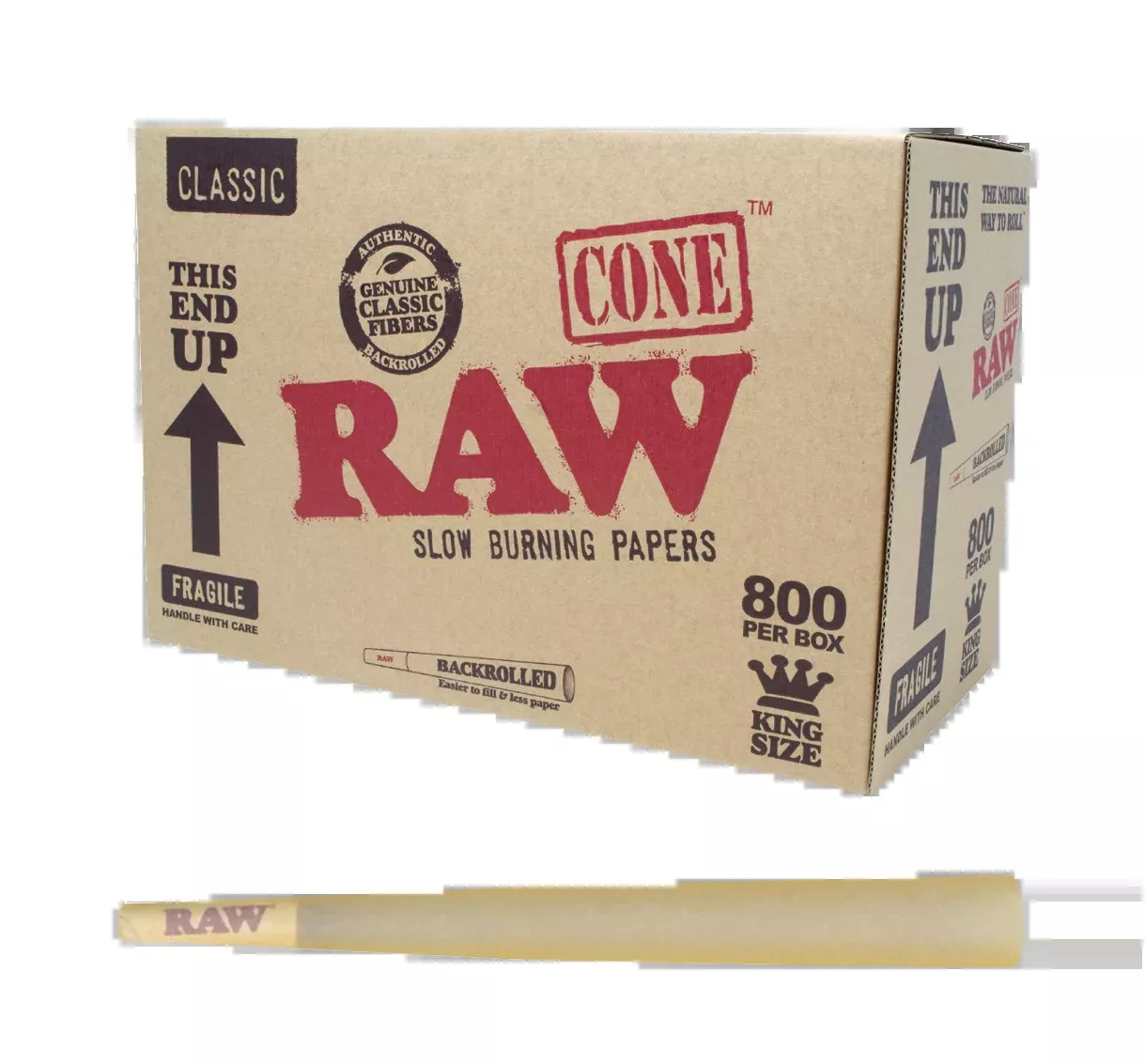 RAW Classic King Size Cones – 800 Count Bulk Box