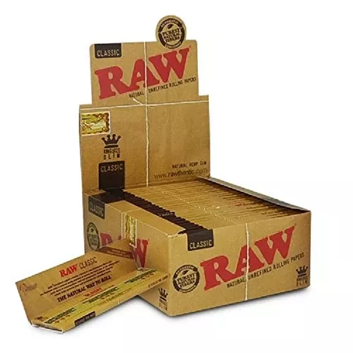 RAW Classic King Size Slim Rolling Papers – 50 Pack Wholesale Display Box