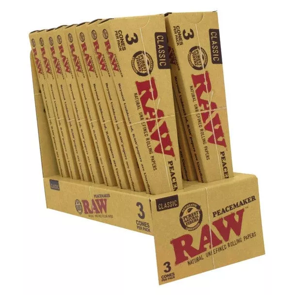 RAW Classic Peacemaker Cones – 16 Count Display Box 3 Pack
