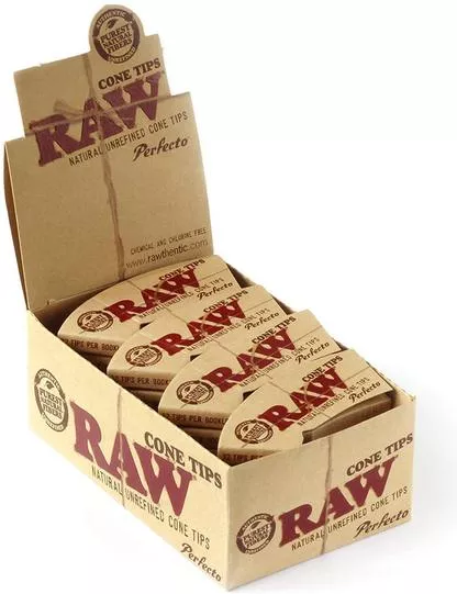 RAW Classic Perfecto Cone Tips – Perforated Curved Rolling Tips (24 Pack Box)