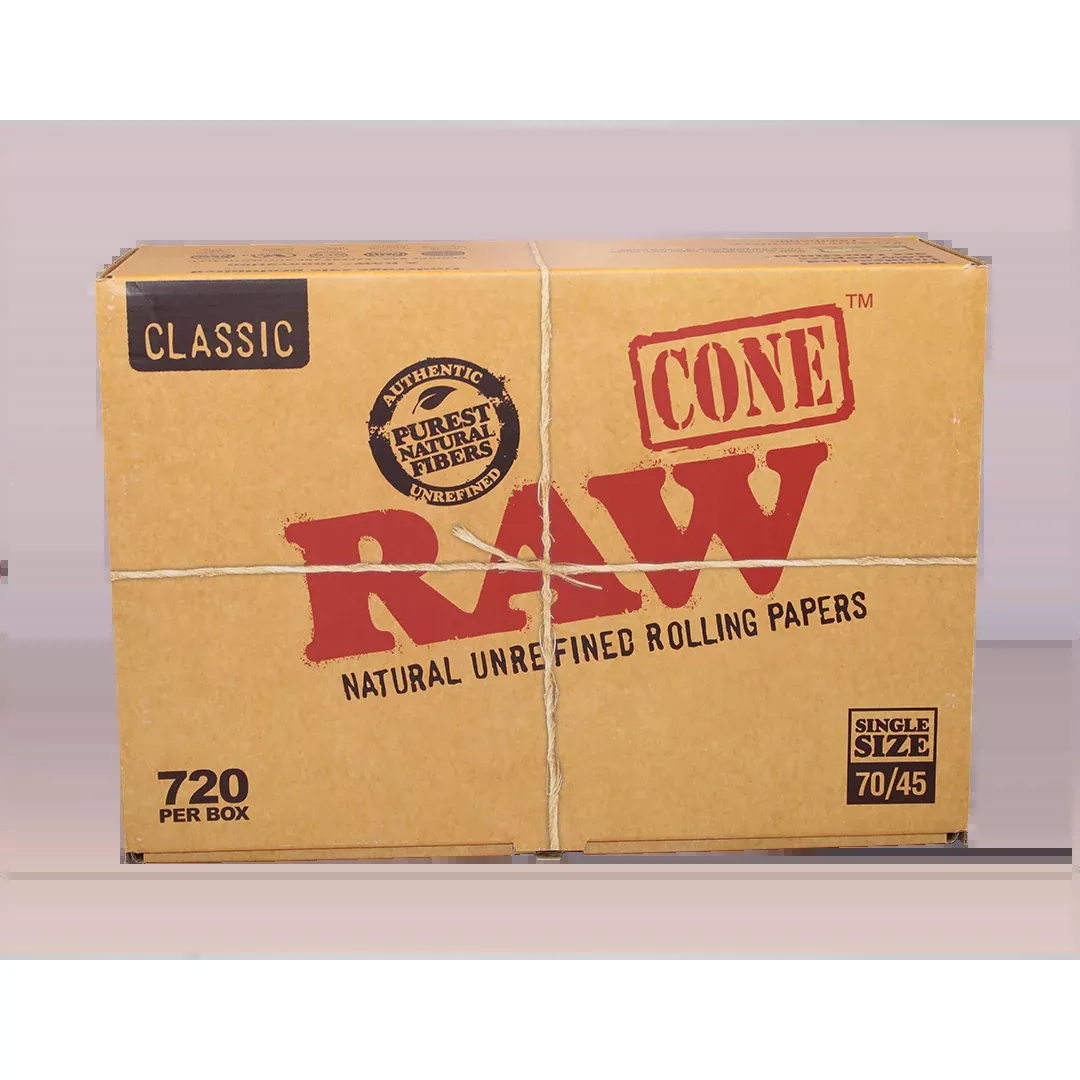 RAW Classic Single Size 70/45 Cones – 720-Count Bulk Box