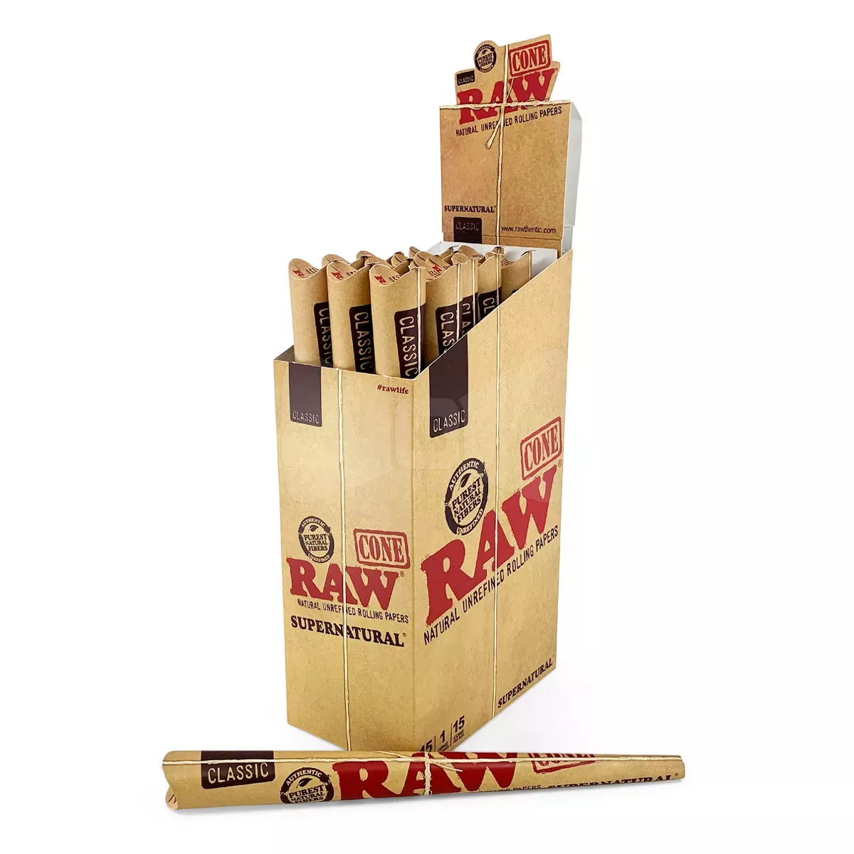 RAW Classic Supernatural Cones – 12" Pre-Rolled 15ct Box