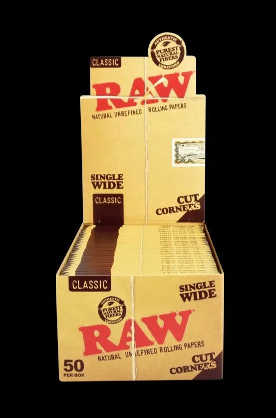 RAW “Cut Corners” Single Wide Rolling Papers – 50 Pack