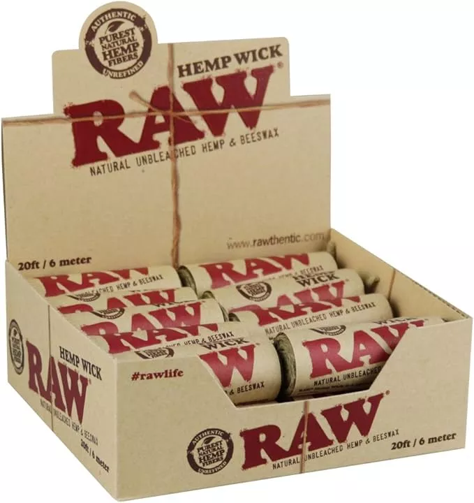 RAW Hemp Wick 20ft (6m) – 20 Count Retail Display