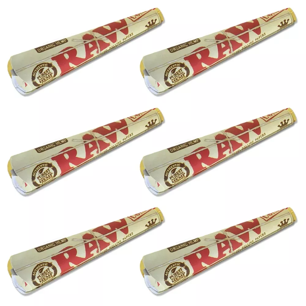 RAW - King Size Organic Hemp - 3 Cones - 6 Packs