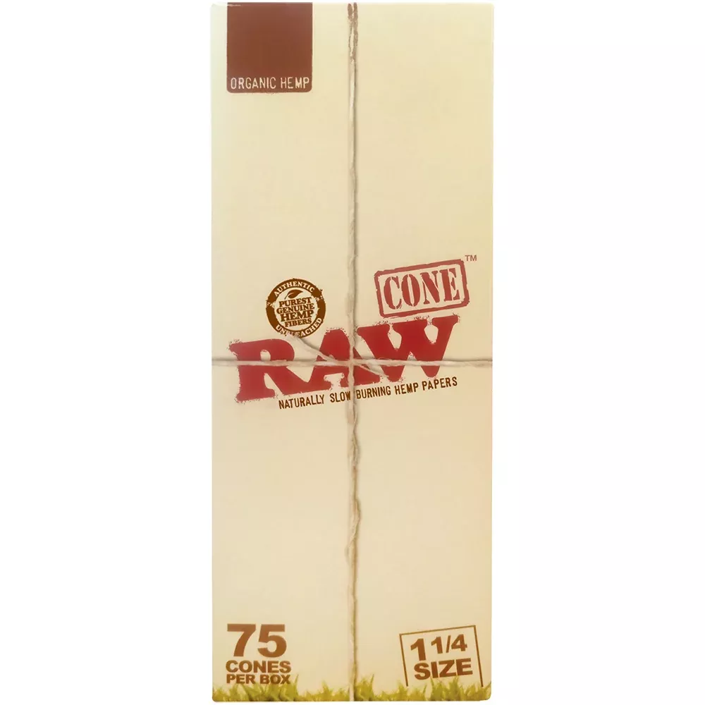 RAW Organic 1 1/4 Hemp Cones – 75-Count Bulk Box