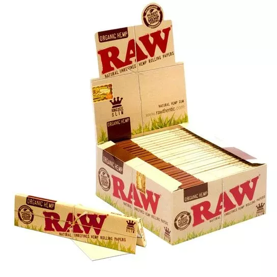RAW Organic Hemp King Size Slim Rolling Papers – 50 Pack Bulk Box