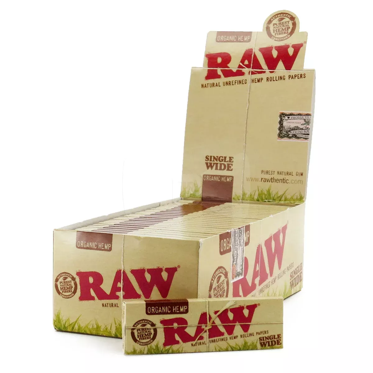 RAW Organic Hemp Single Wide Papers – 50 Count Display Box