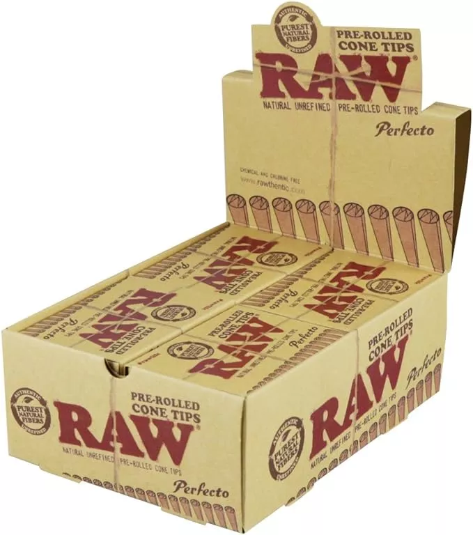 RAW Perfecto Pre-Rolled Cone Tips – 20ct Display Box