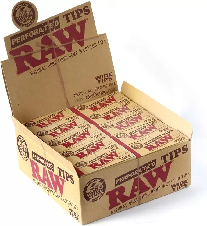 RAW Perforated Wide Tips – 50ct Display Box