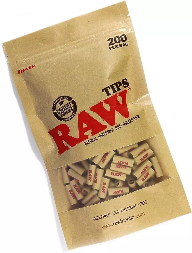 RAW Pre-Rolled Tips (200-Count Resealable Bag)