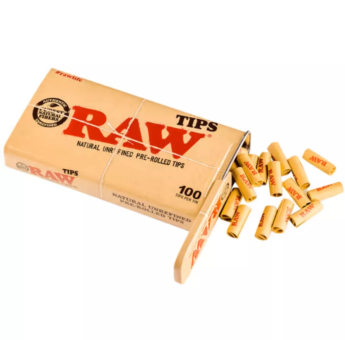 RAW Pre-Rolled Tips Tin – 100 Natural and Convenient Rolling Tips