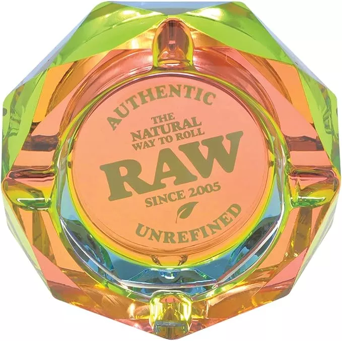 RAW Rainbow Glass Ashtray – Geometric Ash Catcher