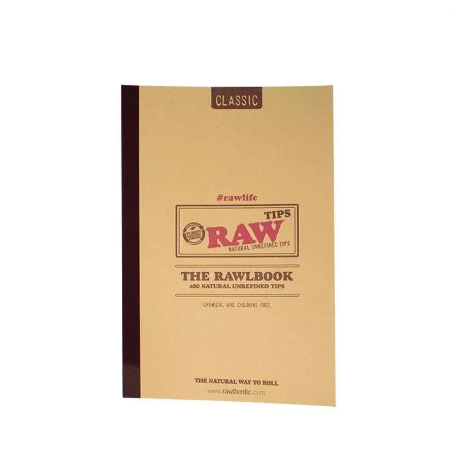 RAW Rawlbook – 480 Natural Unrefined Rolling Paper Tips (10 Pages)