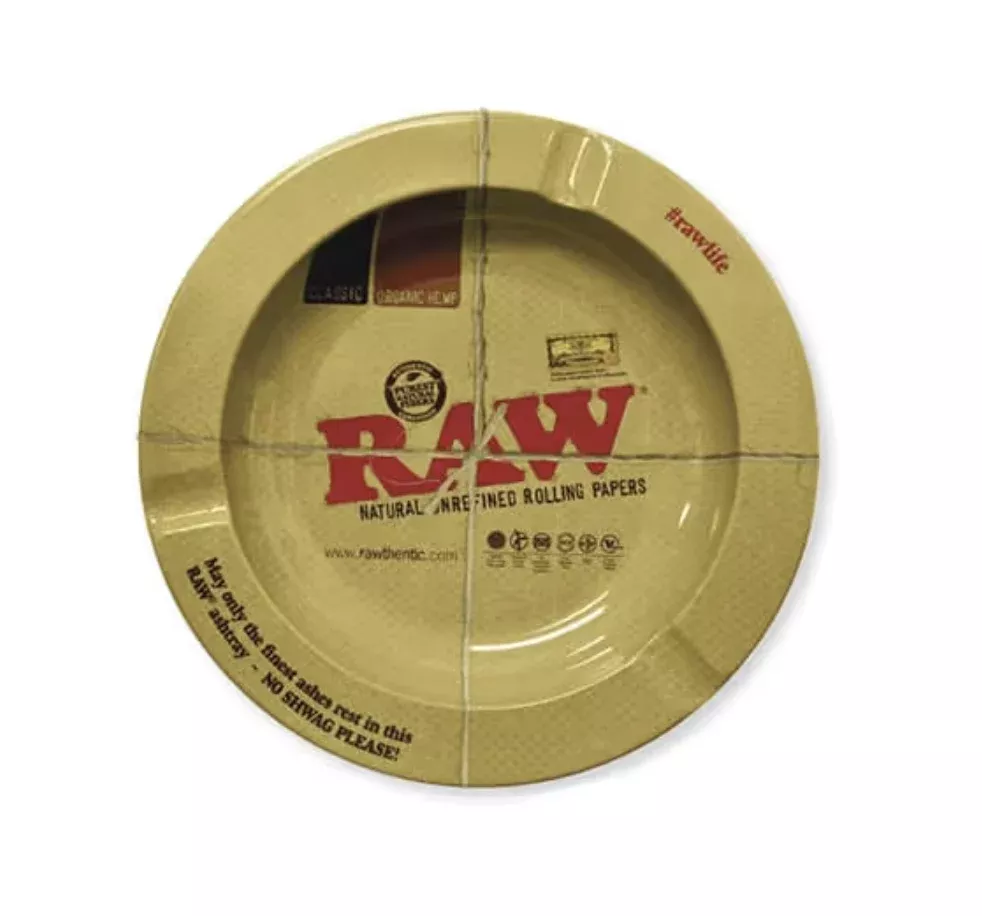 RAW Round Metal Ashtray – Durable Smoking Accessory with Classic RAW Logo