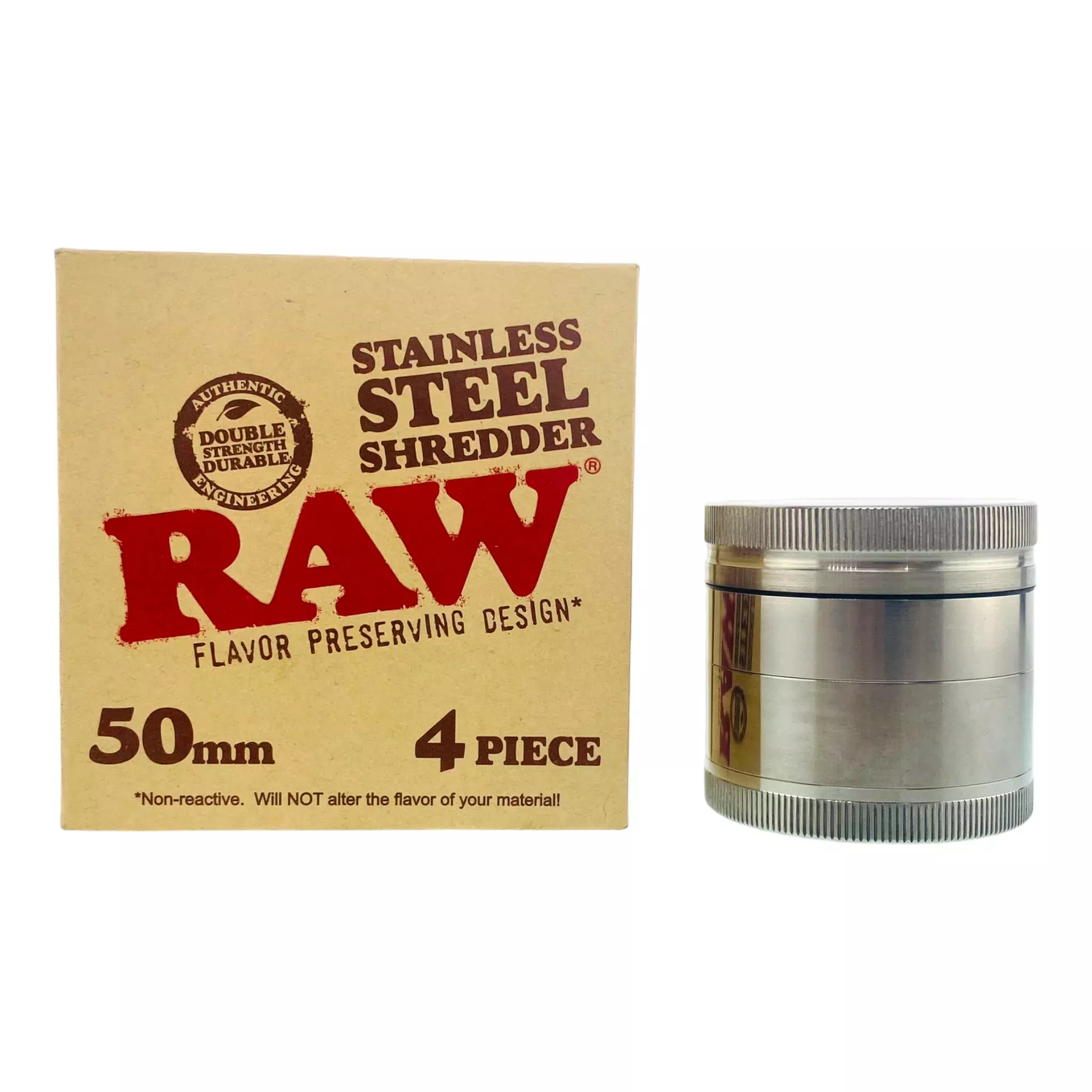 Raw Stainless Steel Shredder 50mm Wide 4-Piece Grinder