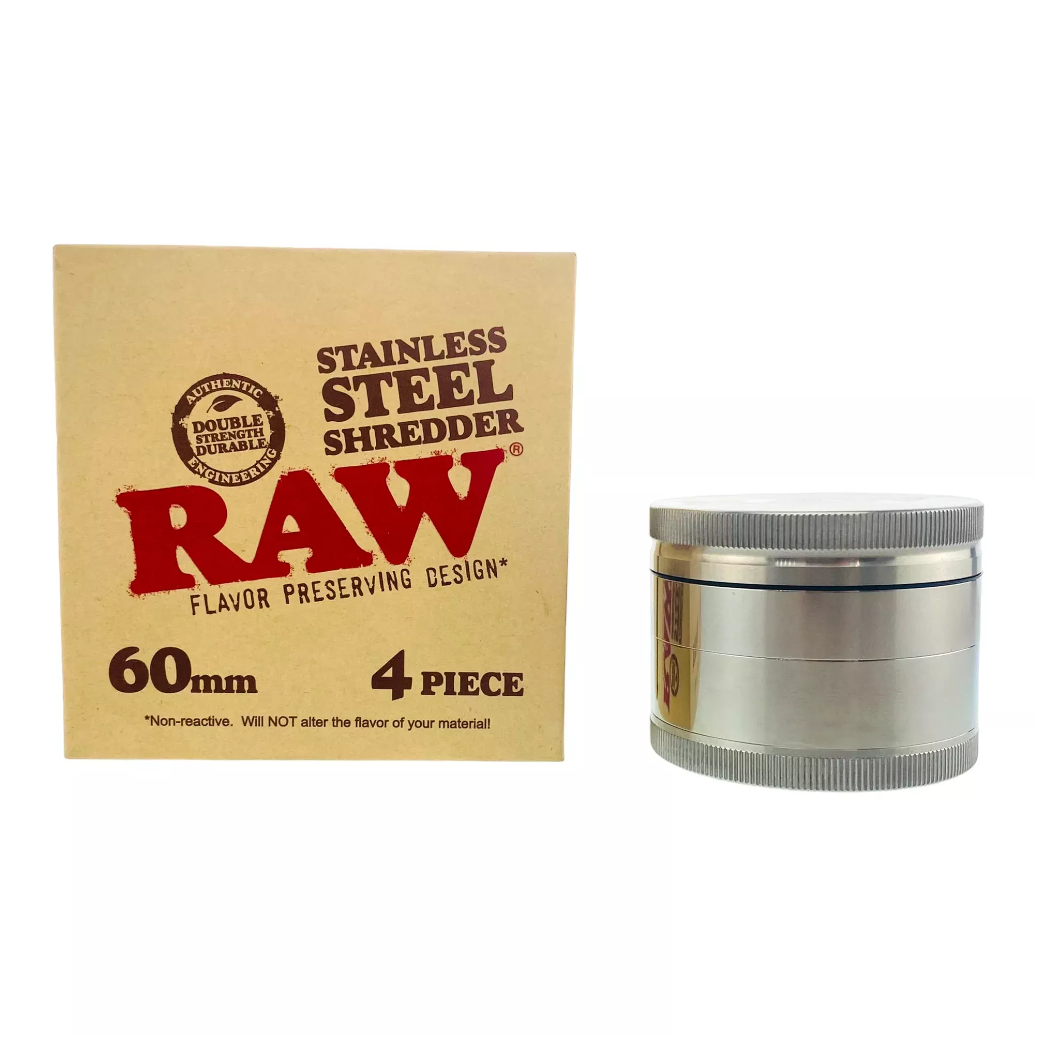 Raw Stainless Steel Shredder 60mm Wide 4-Piece Grinder