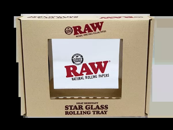 RAW Star Glass Rolling Tray – Thick Translucent Glass Surface
