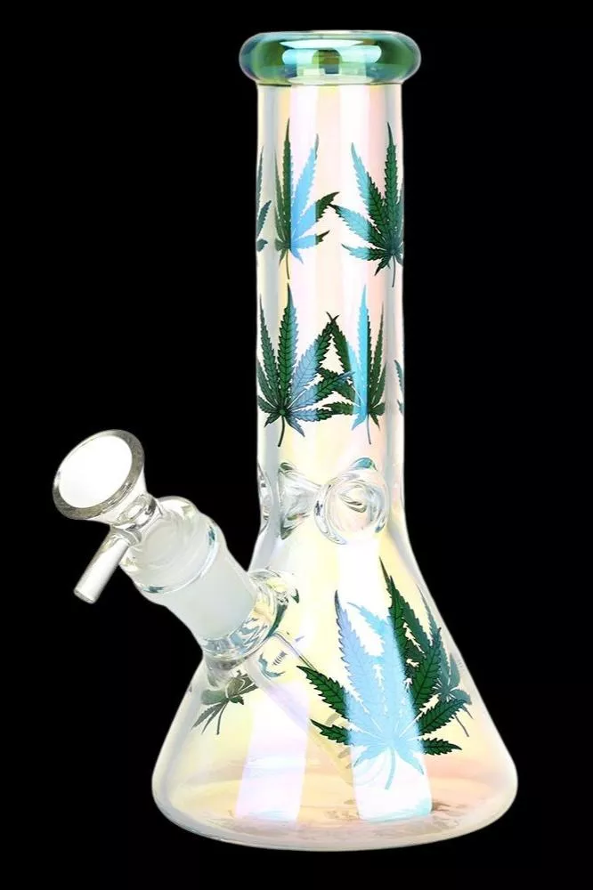 Realistic Hemp Leaf Beaker Glass Bong