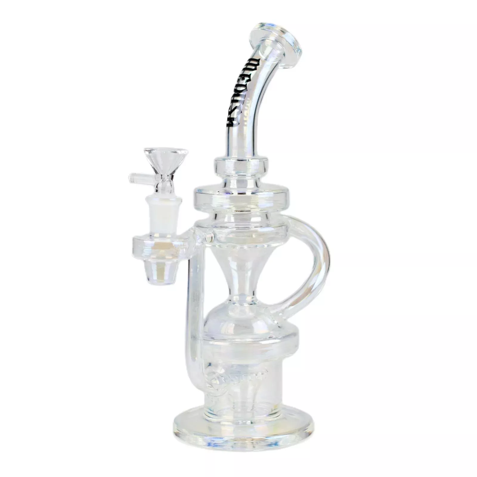 Recycler-Style Iridescent Glass Bong 12"