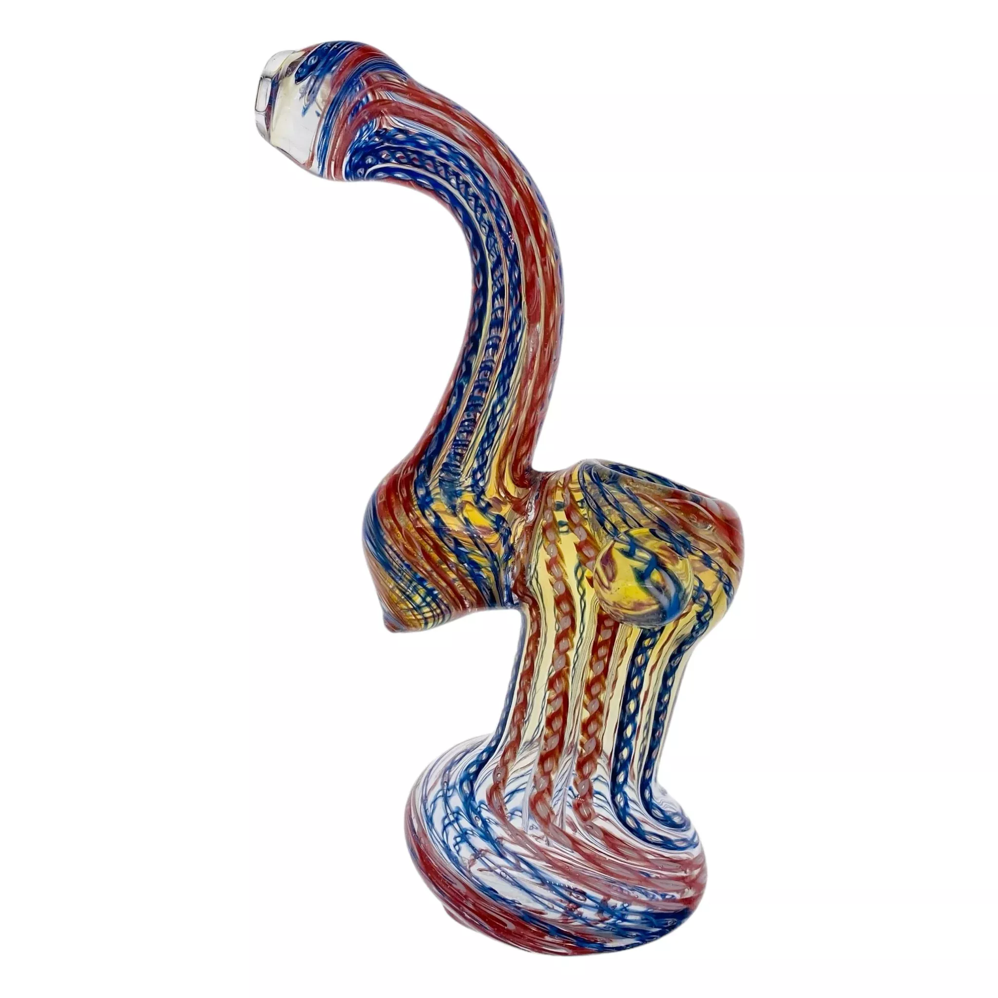 Red White And Blue Twisted Linework Stand Up Bubbler Water Pipe