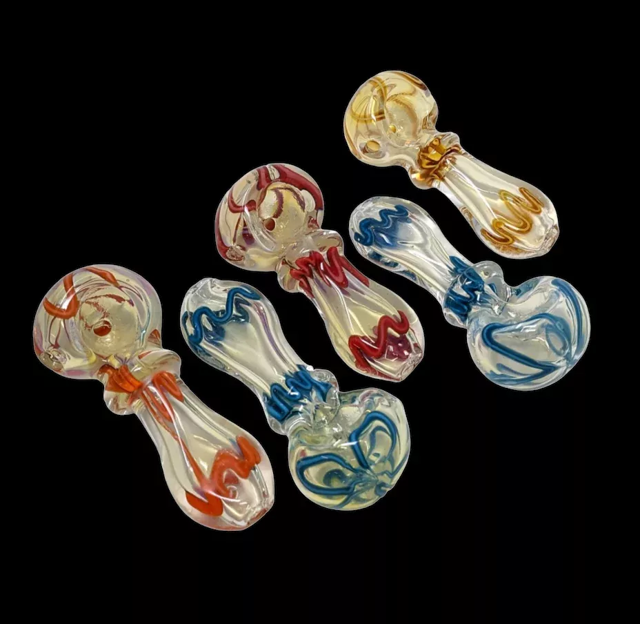Rod and Silver Fumed Hand Pipe - 3-Inch Portable Glass Design (Assorted Colors)