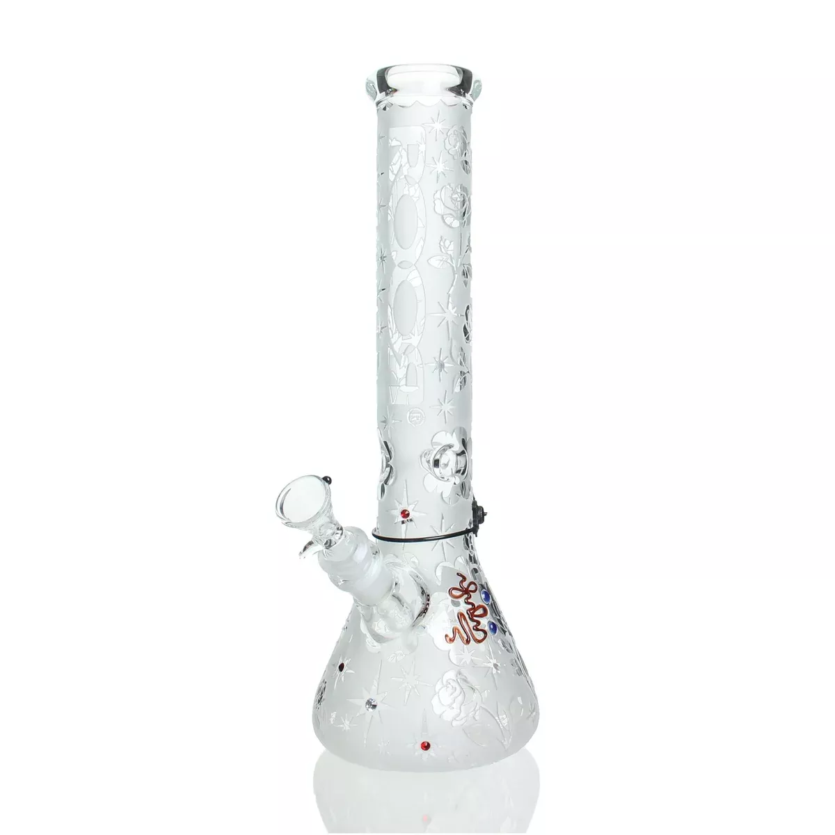 RooR - 14" Beaker - 50x5mm - Rose Sandblast with Swarovski Crystals