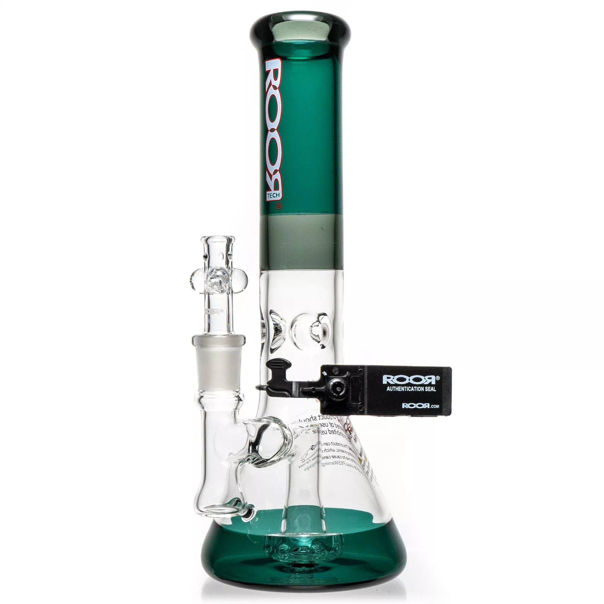 ROOR.US - 10” Fixed Beaker - 38x5 - Teal & Smoke - White & Red