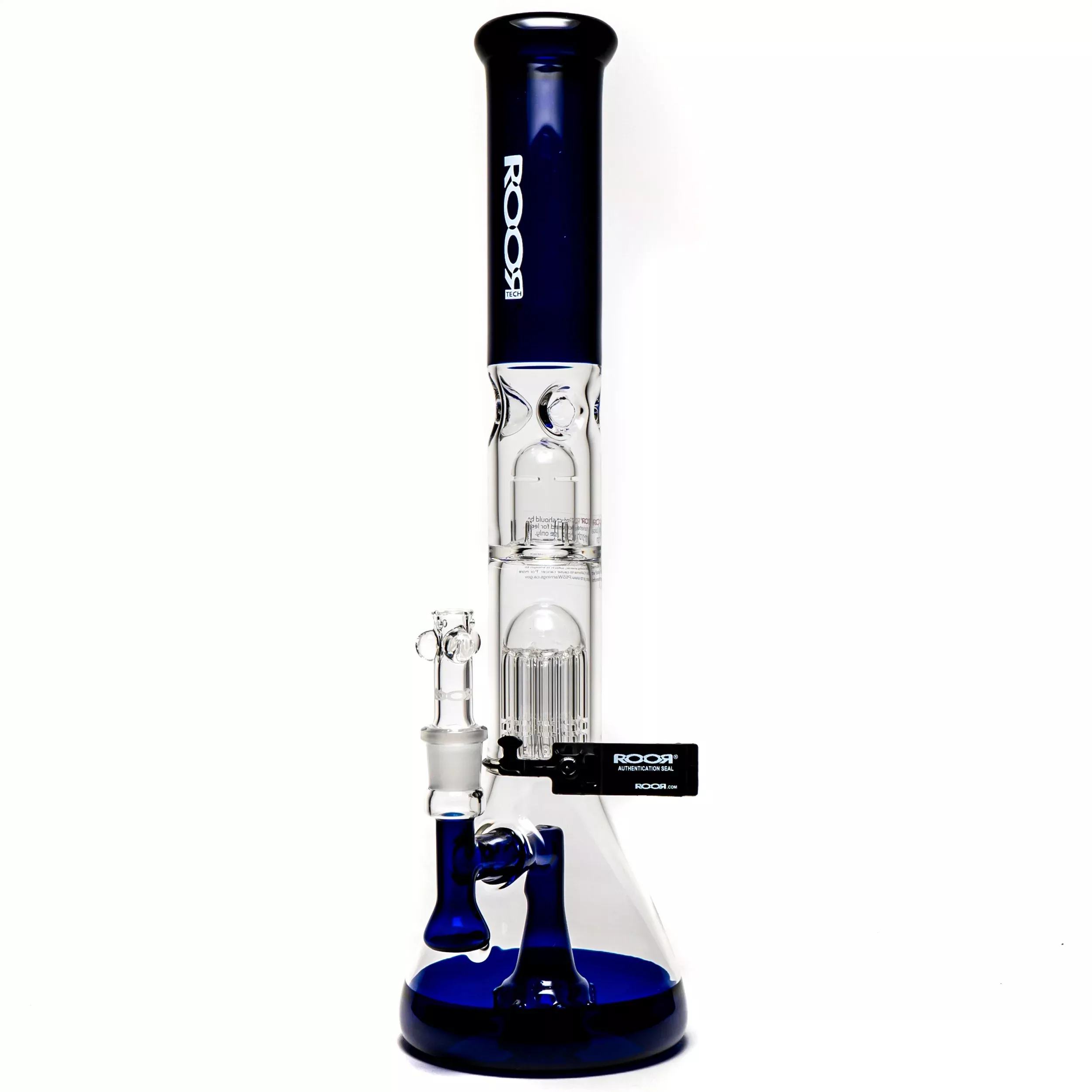 ROOR.US - 18” Fixed Beaker - 10 Arm Tree Perc - Cobalt - White Label
