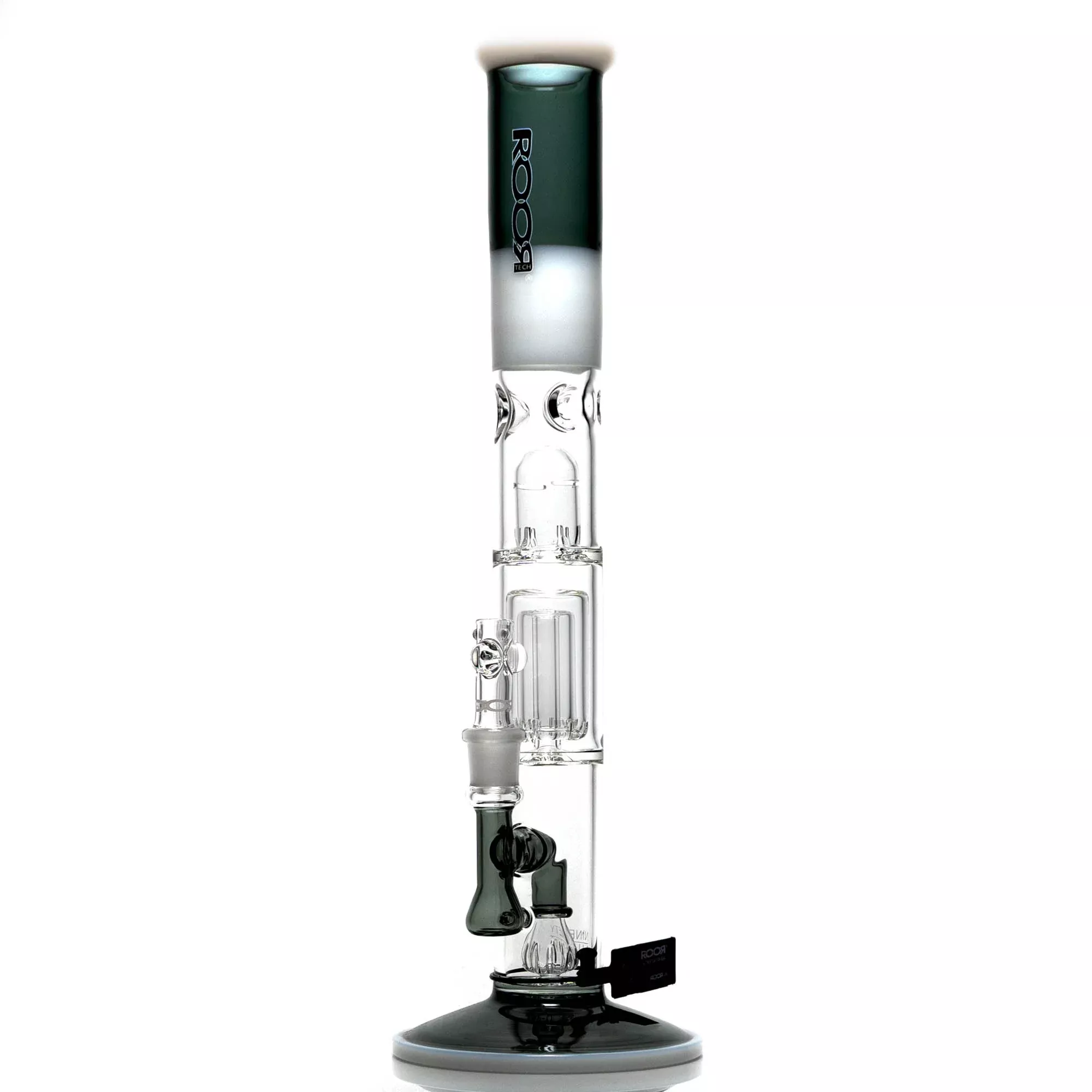 ROOR.US - 99 Series - 18” Fixed Straight w / Barrel Perc - Smoke & White - Black & White Label
